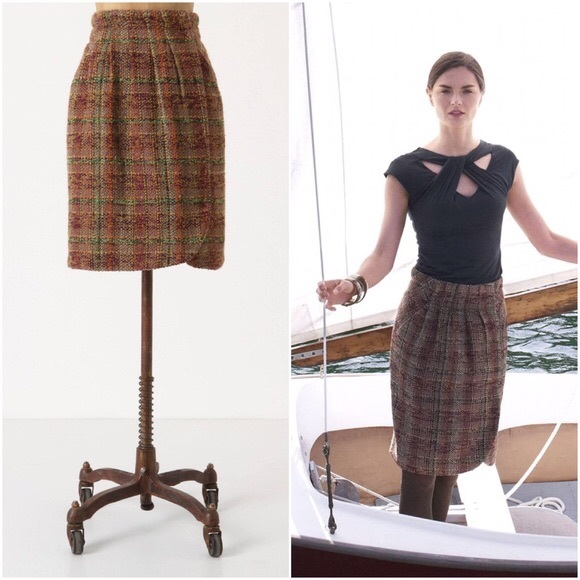 Anthropologie Dresses & Skirts - NWT Odille Wicopy Tweed Plaid Tulip Skirt 0